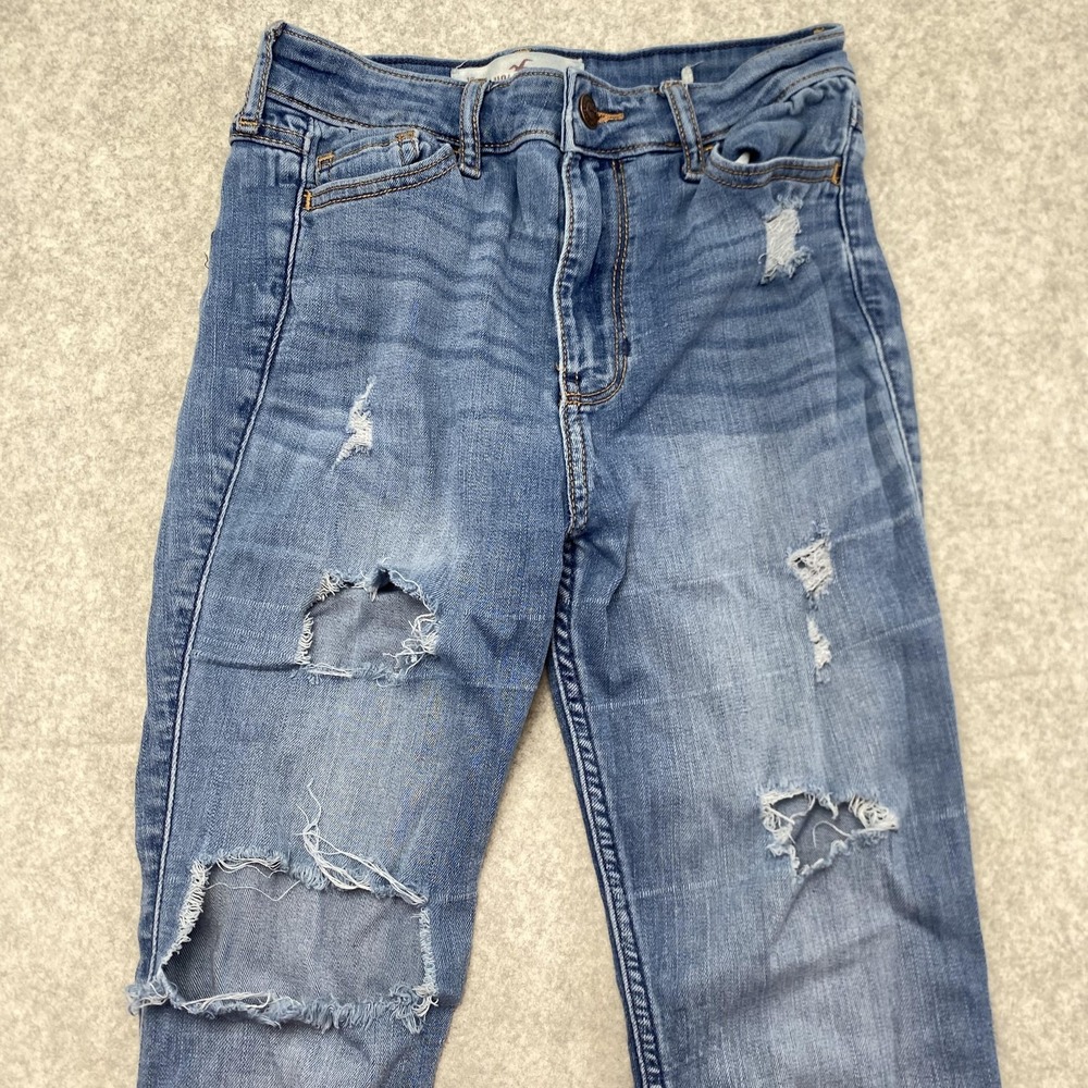 Hollister Skinny Jeans Juniors 1S (24x25) Blue Mid Rise Distressed *LIGHT STAIN*